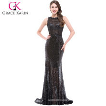 Grace Karin 2016 Elegant Floor-Length Sequins Vestido de noite preta Evening Evening Evening formal GK000015-1